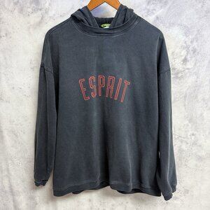 Vintage Esprit Hoodie Sweatshirt Adult Medium 24.5x24.5 Fade Black